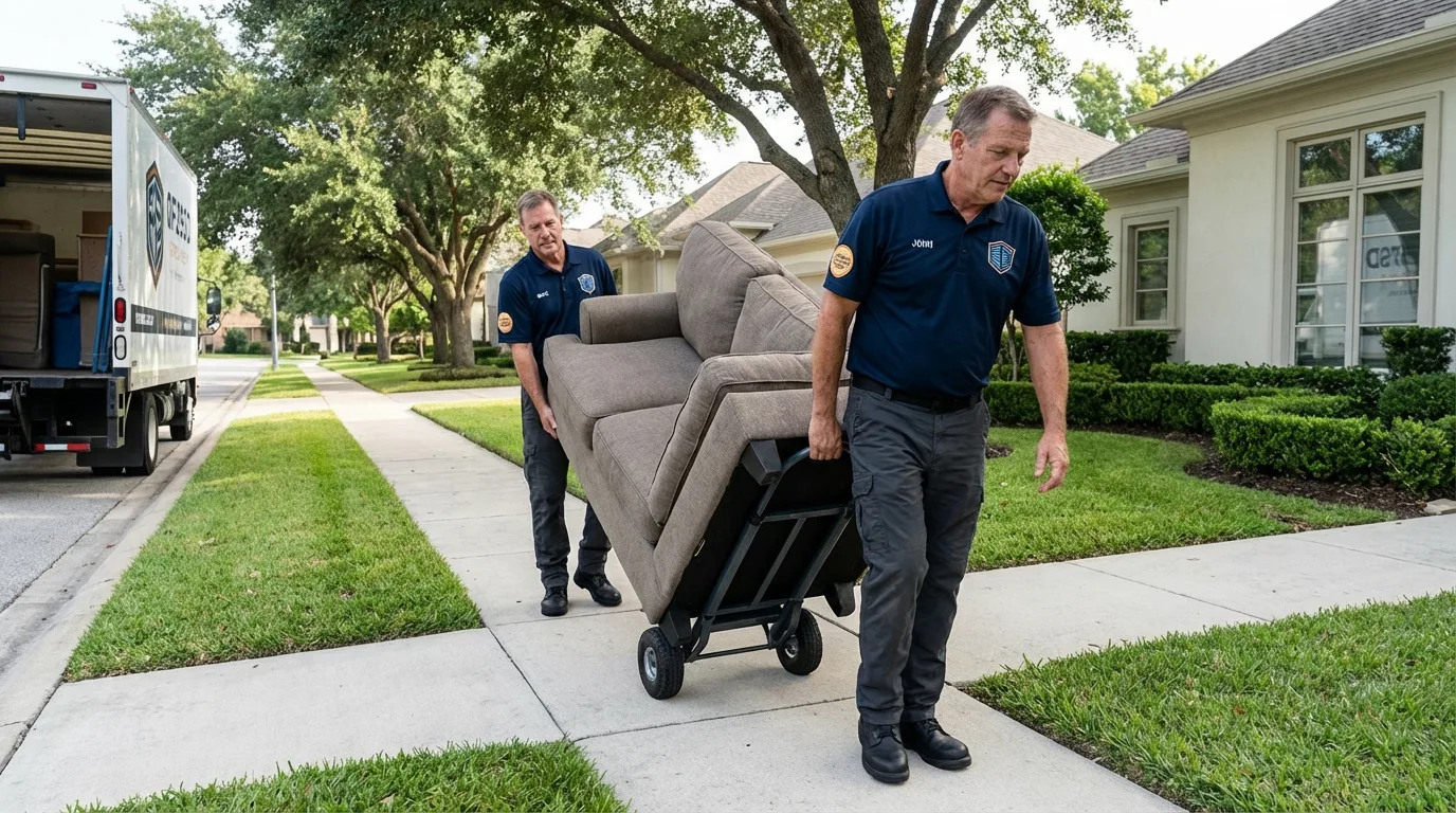 Local residential moving crew loading furniture in Twin Lake, MI